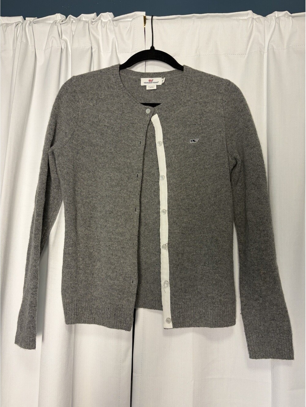 Vineyard Vines Grey Soft 100% Lambswool Cardigan Sweater Size XS $178